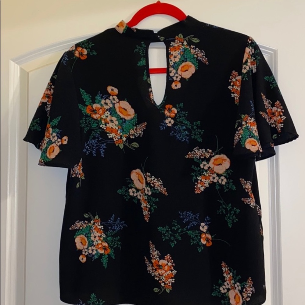Black Floral Choker Top